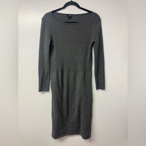Talbots Pure Italian Merino Wool Gray Sweater Dress Women’s Small Ribbed Knit N